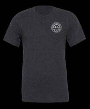 Down The Range Coffee Merch Grey / Small Maroon and Grey DTRC T – Shirt. 